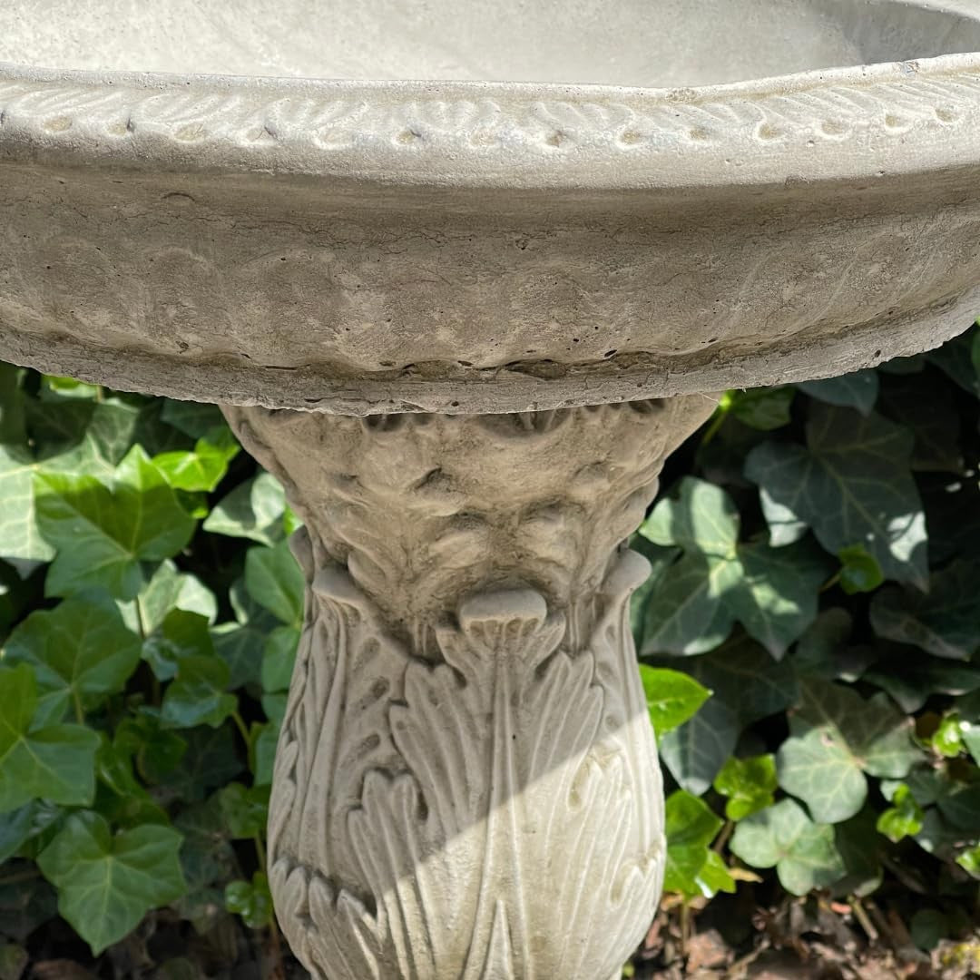 Stone Bird Bath Feeder Garden Ornament – Simple Round Bowl Cast Sculpture