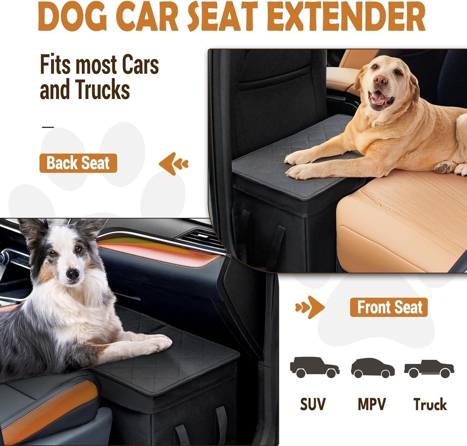 Dog Car Seat Extender Large Dogs 120lb Back Seat Gap Filler Storage