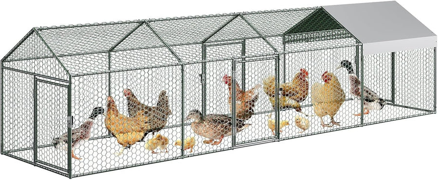 4m Walk In Galvanised Chicken Run Poultry Cage Cover Pen