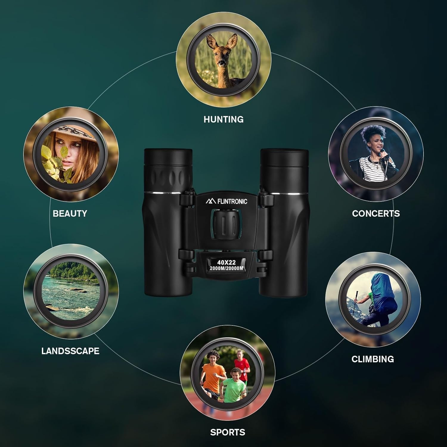 40x22 HD Mini Binoculars Compact Waterproof Pocket Size Travel Hiking Camping