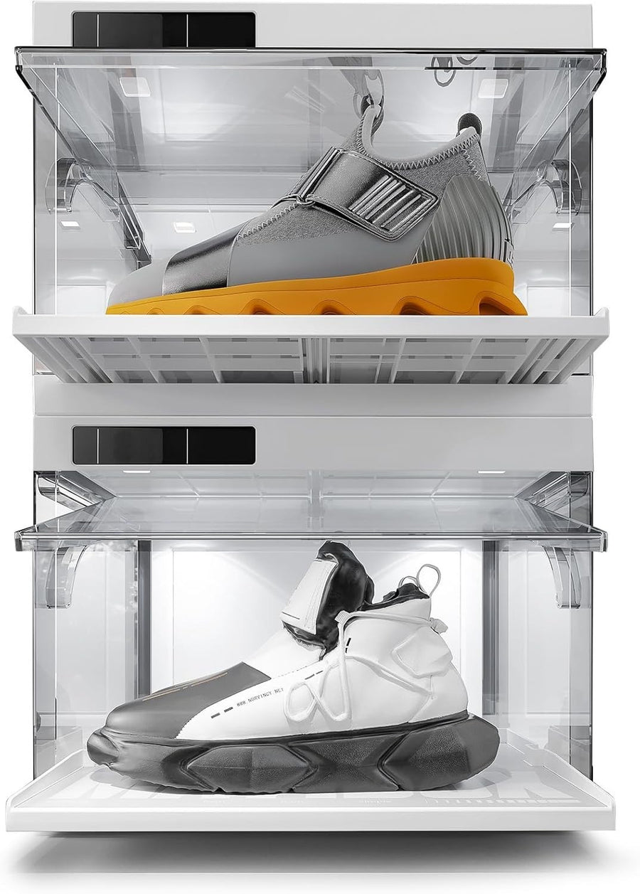 Smart LED Sneaker Display Box Stackable Clear Shoe Storage Case Auto Open