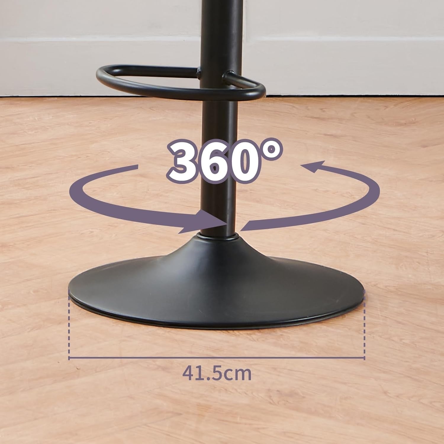 Grey Faux Leather Bar Stool Set of 2 Adjustable Swivel Kitchen Chairs