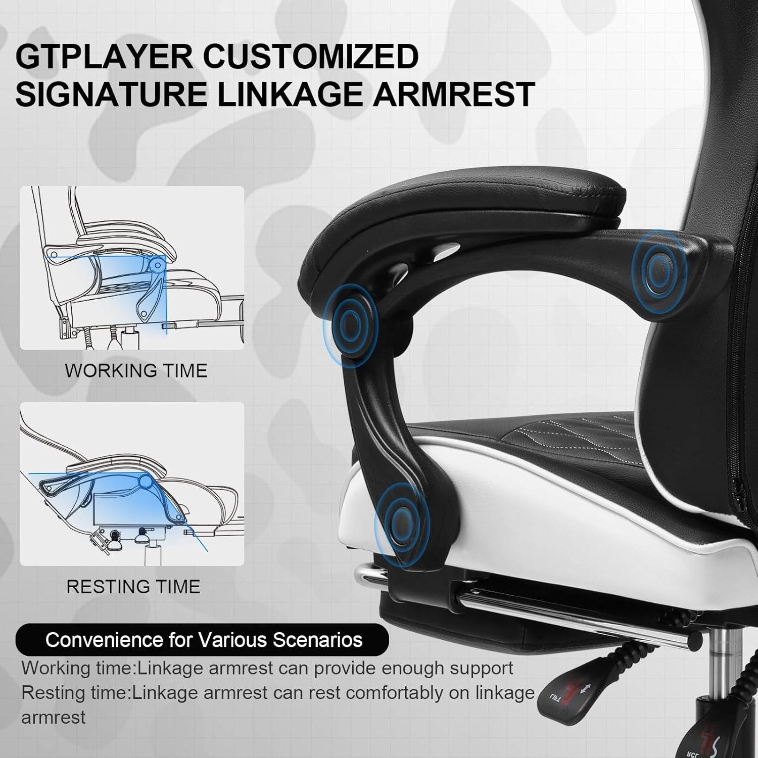 Ergonomic Gaming Chair with Footrest Lumbar Support White