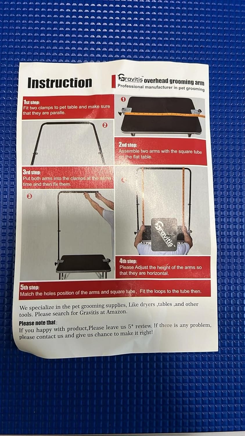 Overhead Dog Grooming Arm with Harness Adjustable Clamp Fits Grooming Tables
