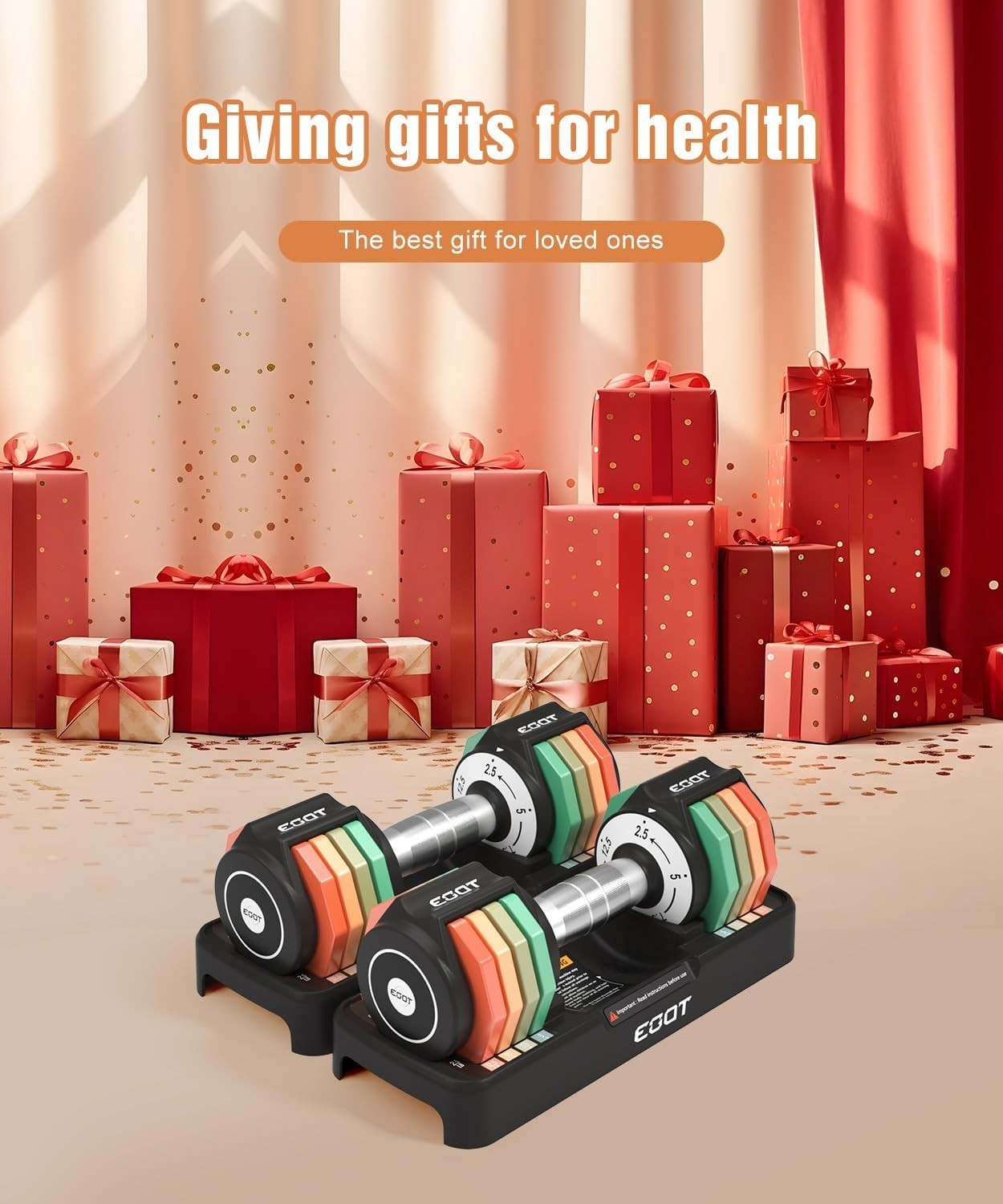5-in-1 Adjustable Dumbbells Pair 5.6KG Rainbow Plates Non-Slip Home Gym