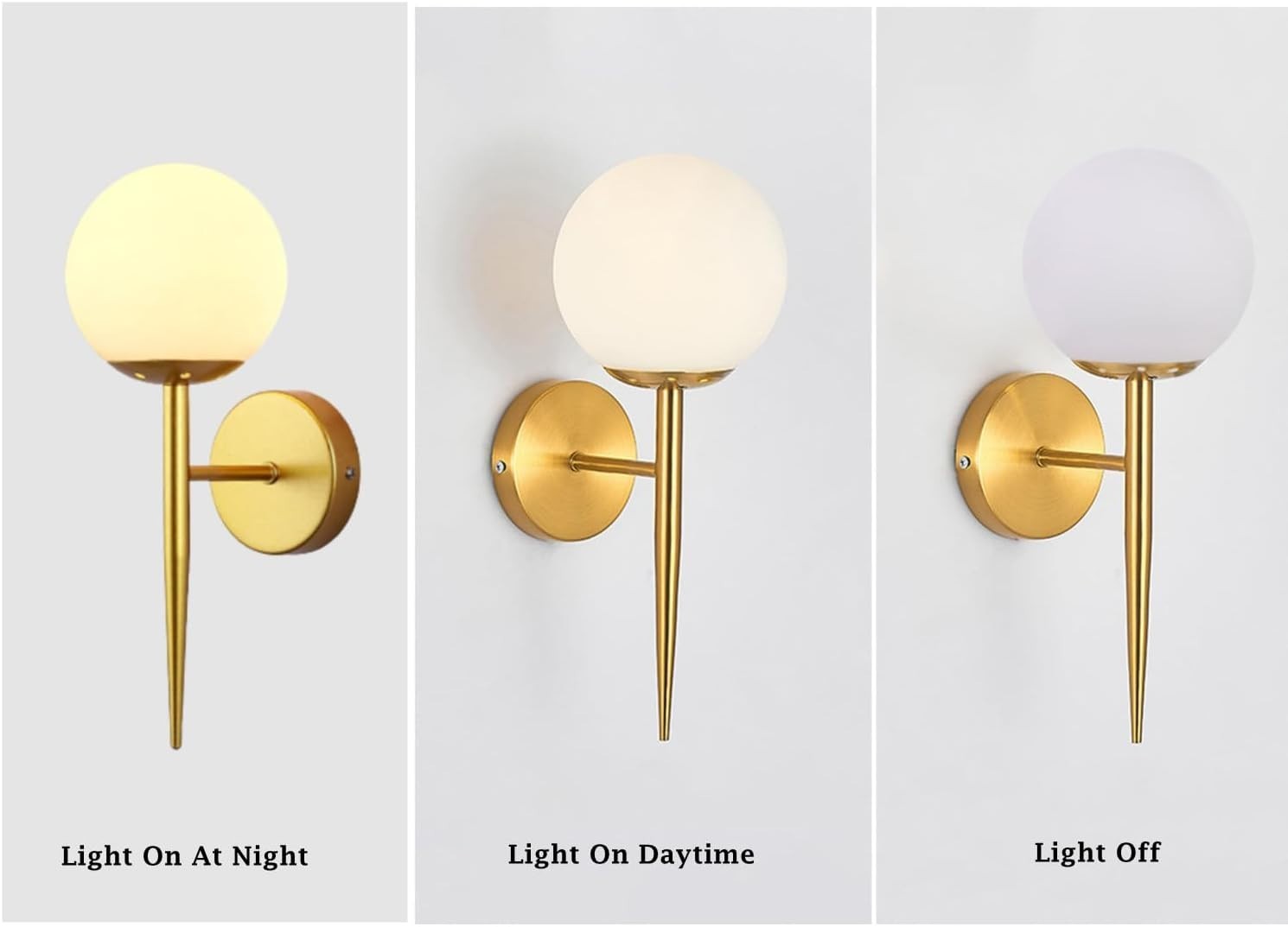 Adjustable Gold LED Wall Light with Glass Shade for Bedroom & Hallway