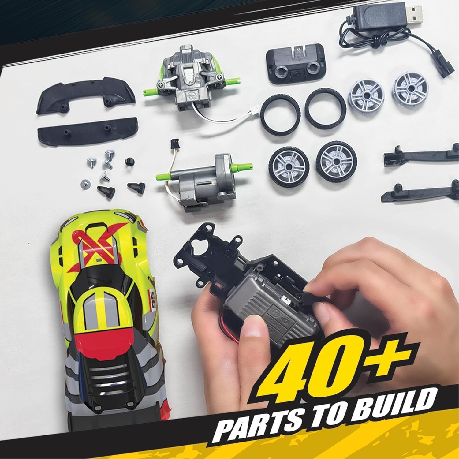 Build 2 Drive RC Car Duo Set for Kids 6+, 2.4GHz Cars w/ 20 Snap Parts
