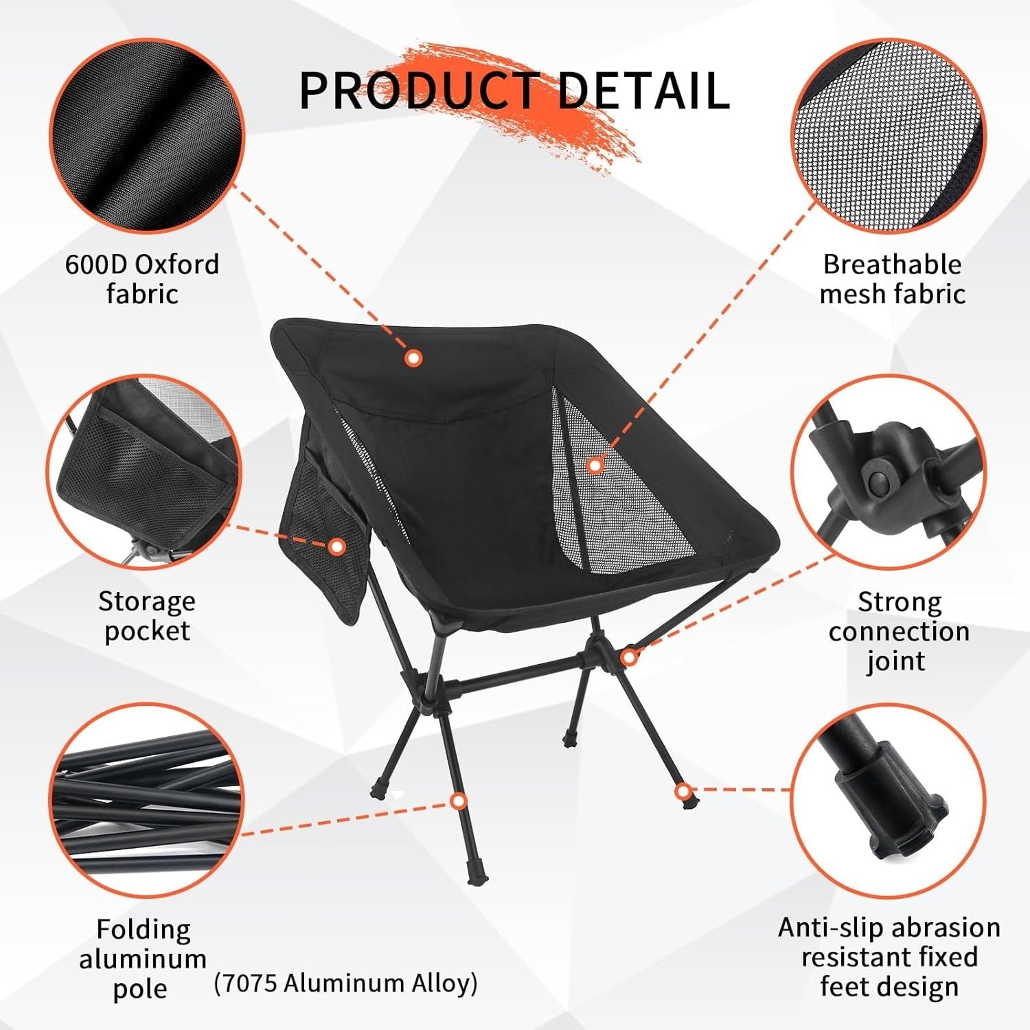 Ultralight Folding Camping Chairs 2-Pack with Carry Bag, Compact & Portable