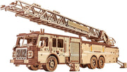 3D Wooden Firetruck Puzzle Model Kit with Extendable Ladder, Mechanical