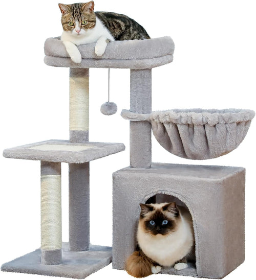 Small Cat Tree 73cm Indoor Cat Tower With Condo Hammock Scratching Posts