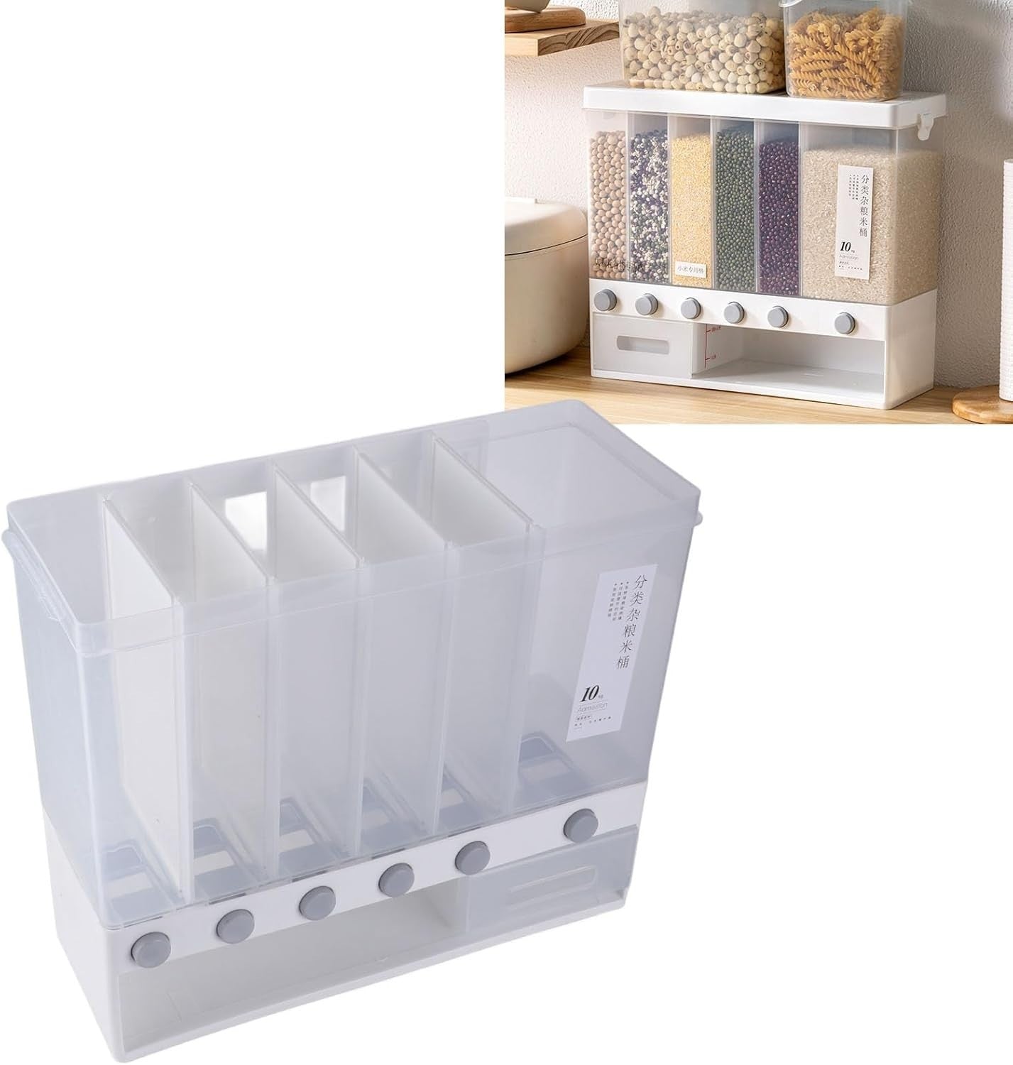 Wall Mounted Rice Dispenser Airtight Grain Storage Box 40cm