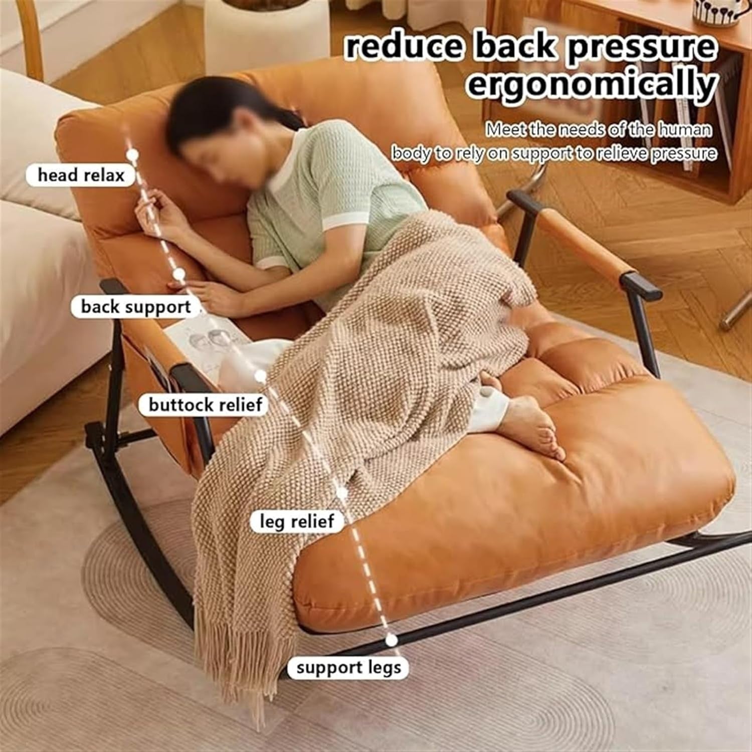 Oversized Comfy Rocking Recliner Chair Indoor Wide Padded Seat Lounge
