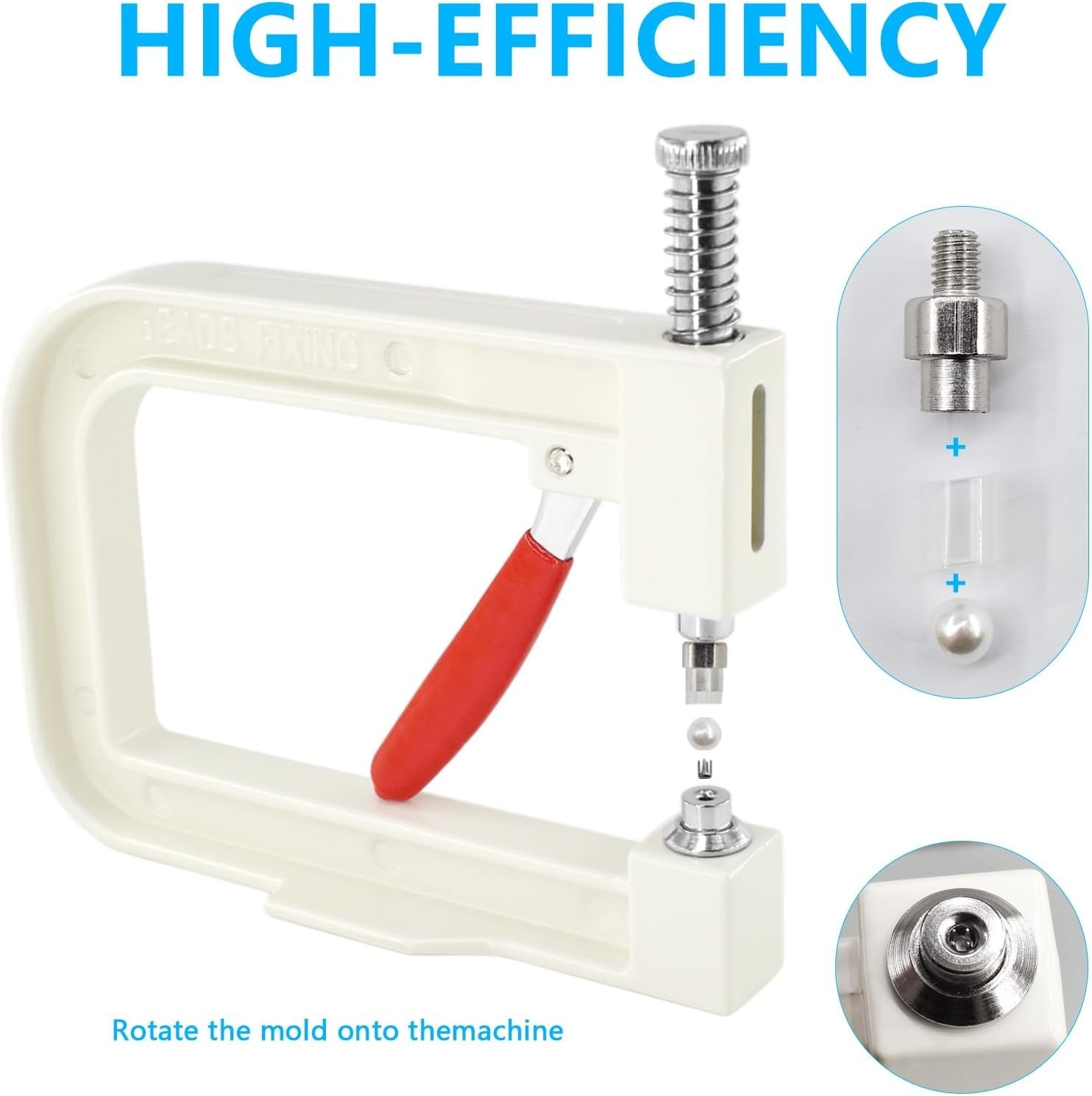 Pearl Setting Hand Press Machine Kit White Beads Rivet Tool DIY