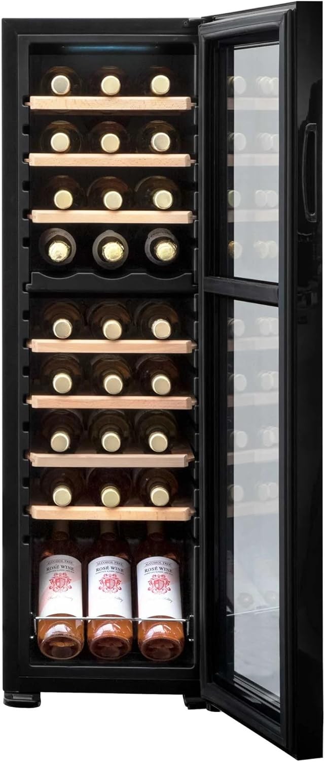 27 Bottle Dual Zone Wine Cooler Fridge Touch Screen LED Glass Door Black