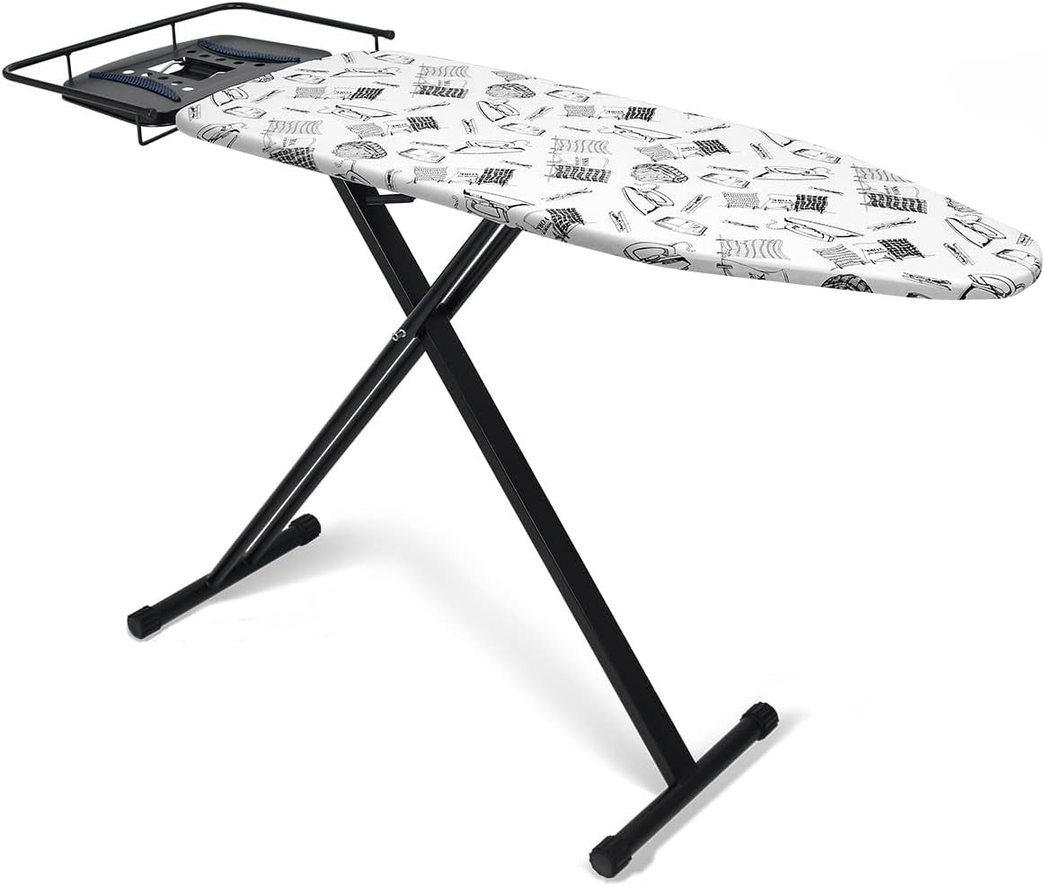 Extra Large Ironing Board 122x43cm Adjustable Height Steam Rest Black