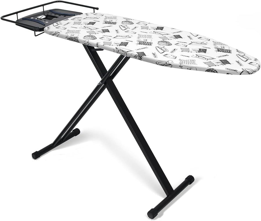 Extra Large Ironing Board 122x43cm Adjustable Height Steam Rest Black