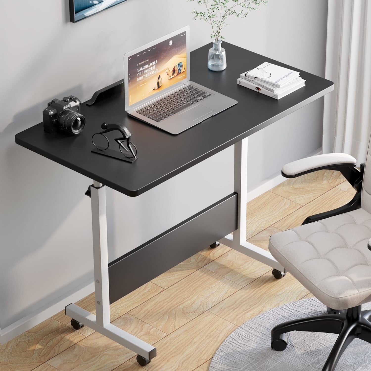 Height Adjustable Standing Desk on Wheels Laptop Small Office 80x40cm