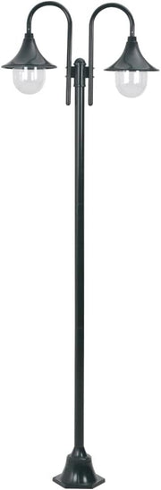2-Lantern Garden Post Light 220cm Dark Green Aluminium IP44 E27