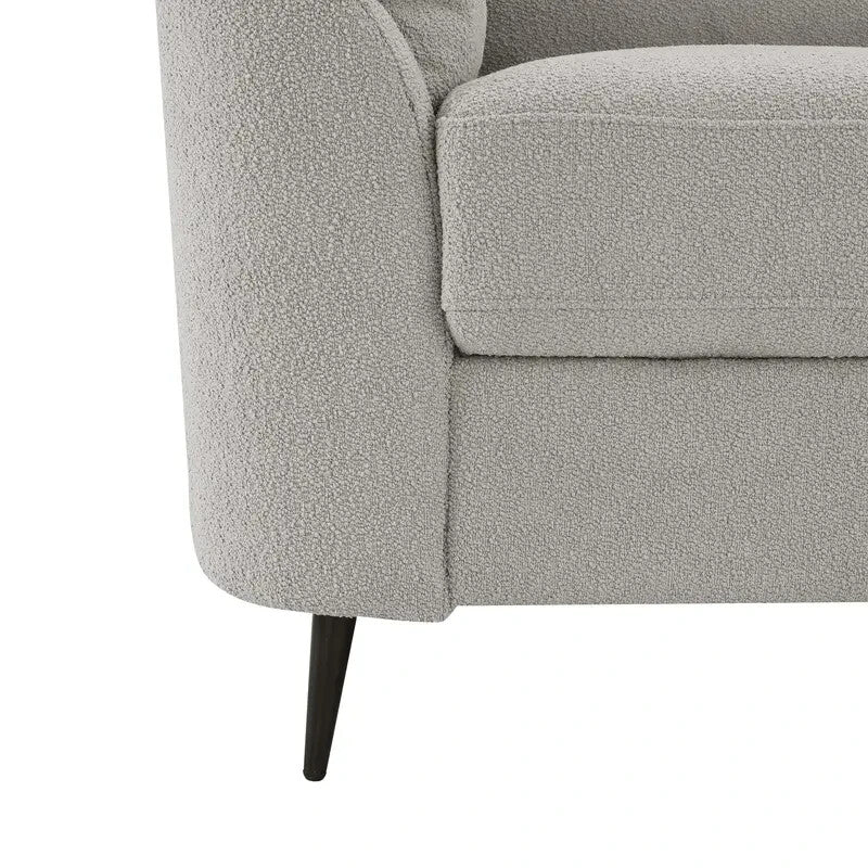 2 Seater Sofa Light Grey Boucle Fabric with Metal Legs Small Lounge