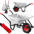 100L Wheelbarrow Silver – Galvanised Steel w/ Pneumatic Tyre Heavy Duty 250kg