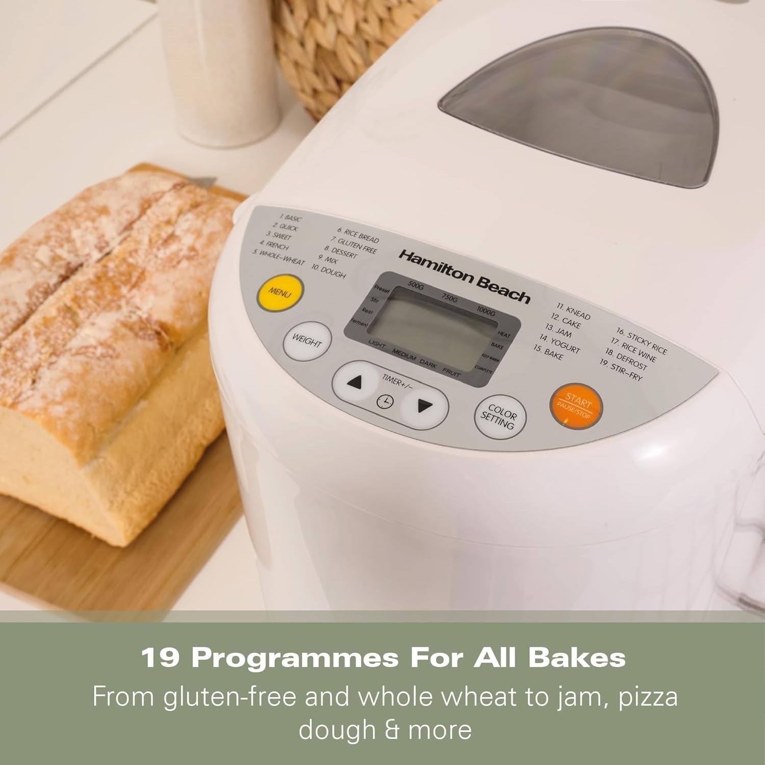 Bread Maker Machine 19 Programs Quick Bake Timer 3 Loaf Sizes Gluten Free White