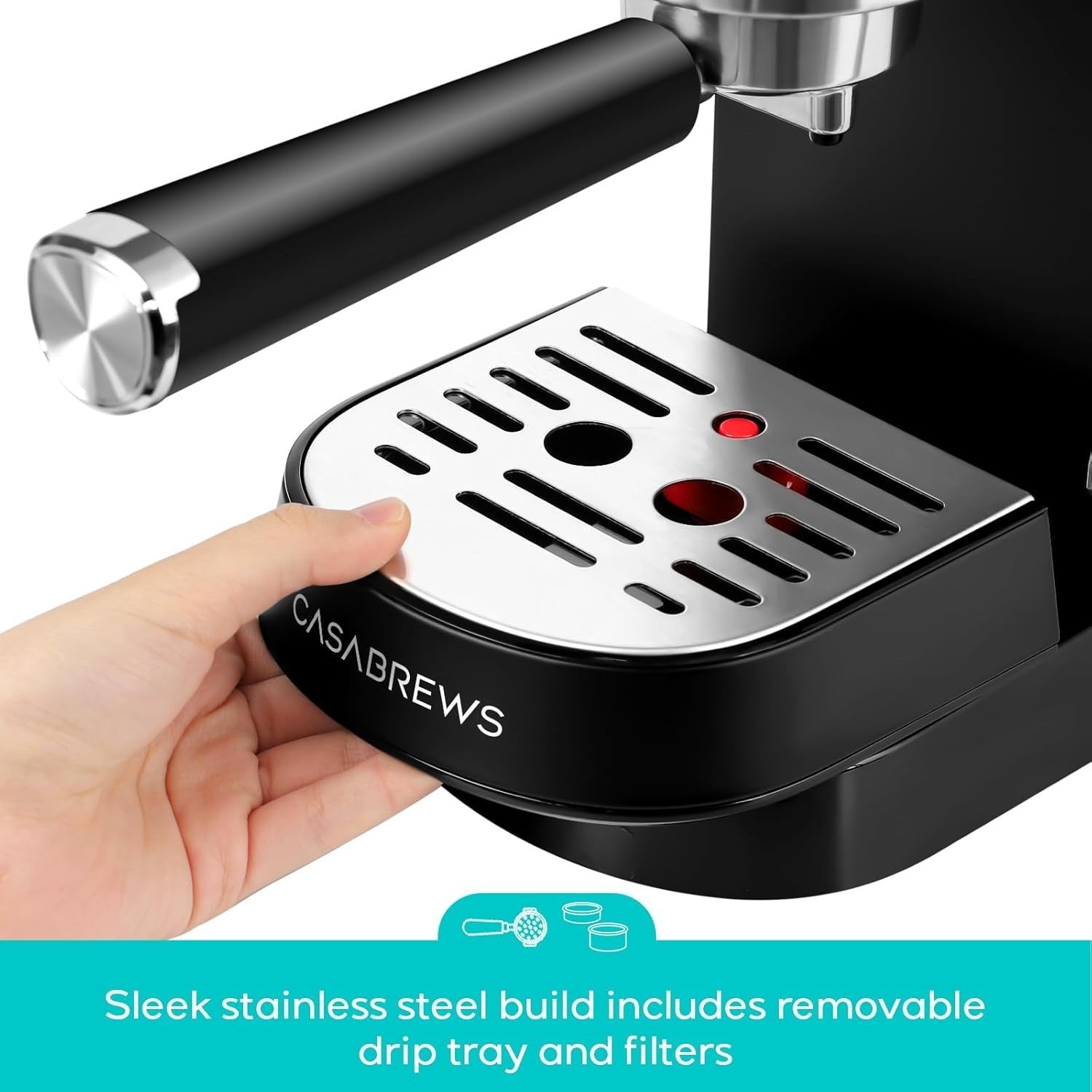 20 Bar Espresso Coffee Machine with Milk Frother 1L Stainless Steel Barista
