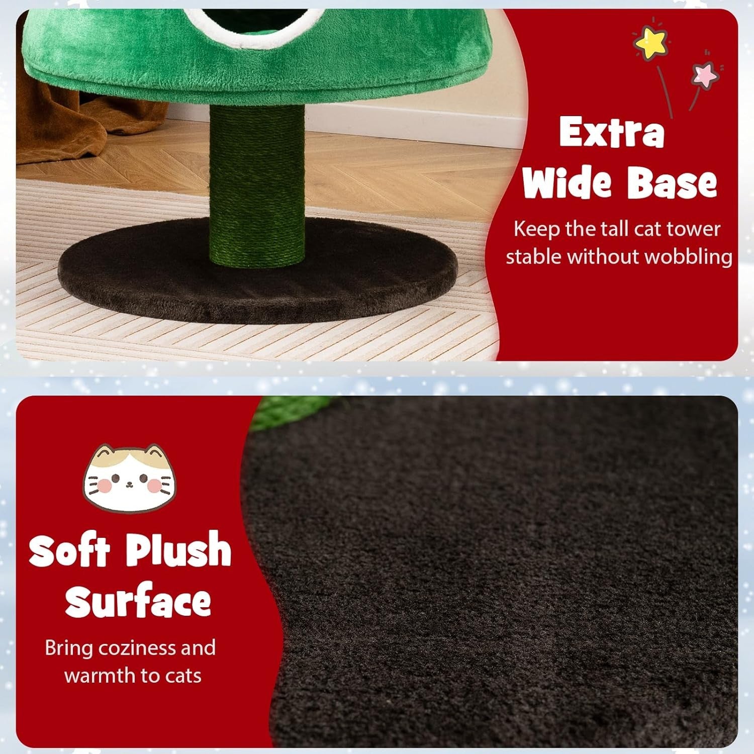 Christmas Cat Tree Tower Indoor Kitten Activity Center Sisal Scratch 153cm