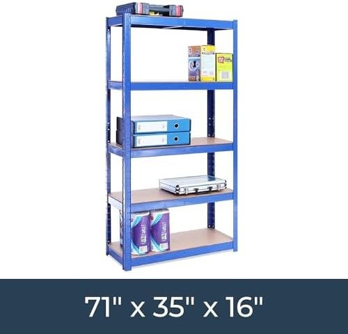 5-Tier Freestanding Garage Shelf Rack 180x90x40cm Adjustable Heavy-Duty Steel