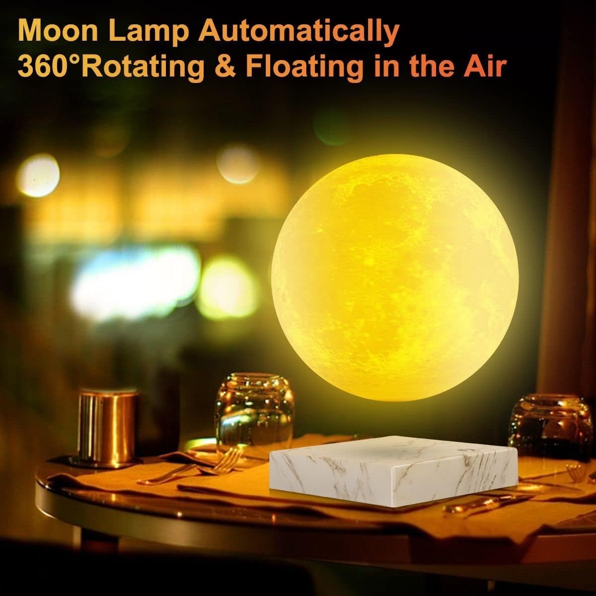 Magnetic Floating Moon Lamp 16 Colors, Rotating 3D LED Night Light 22cm