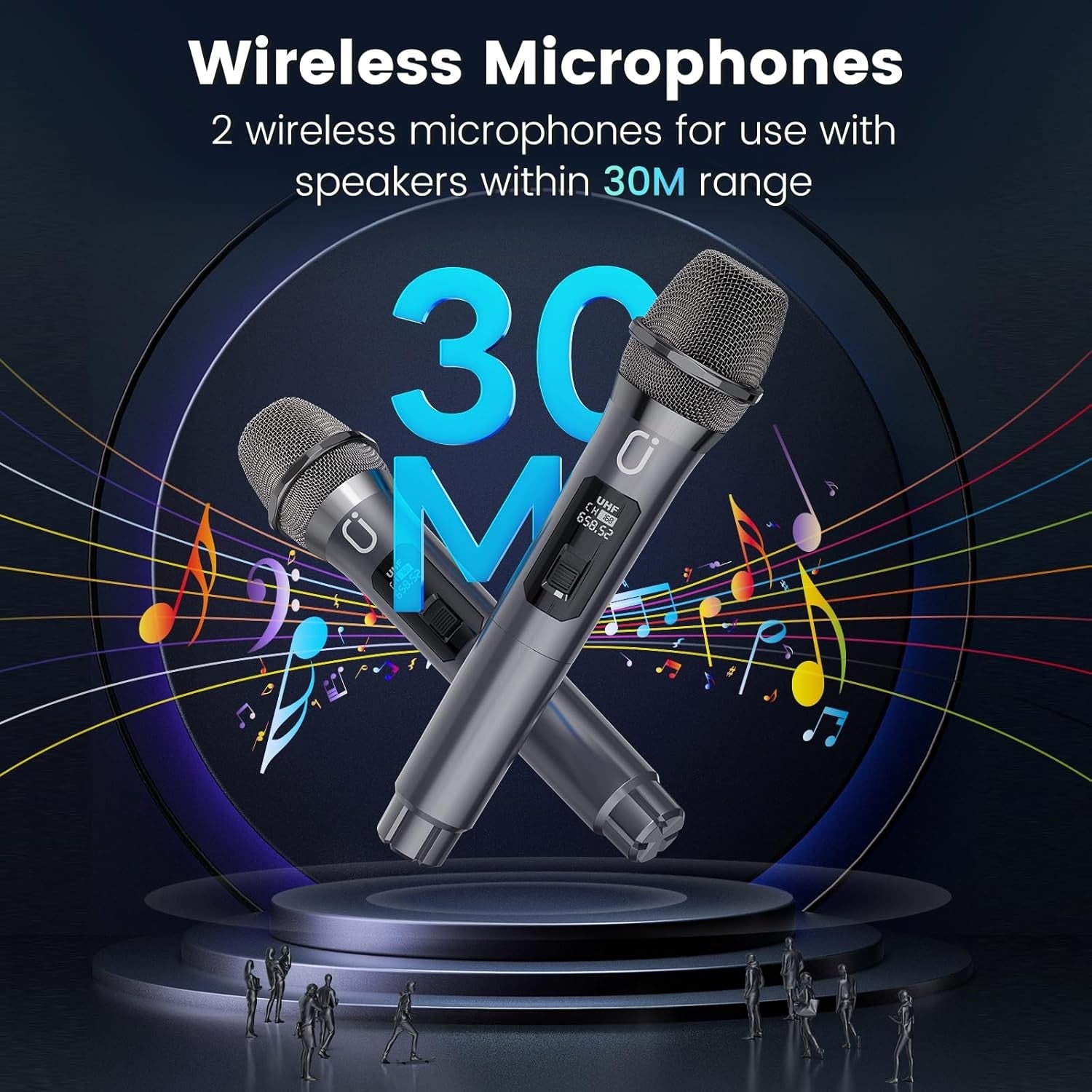 Karaoke Machine with 2 Wireless Mics Bluetooth 5.3 LED