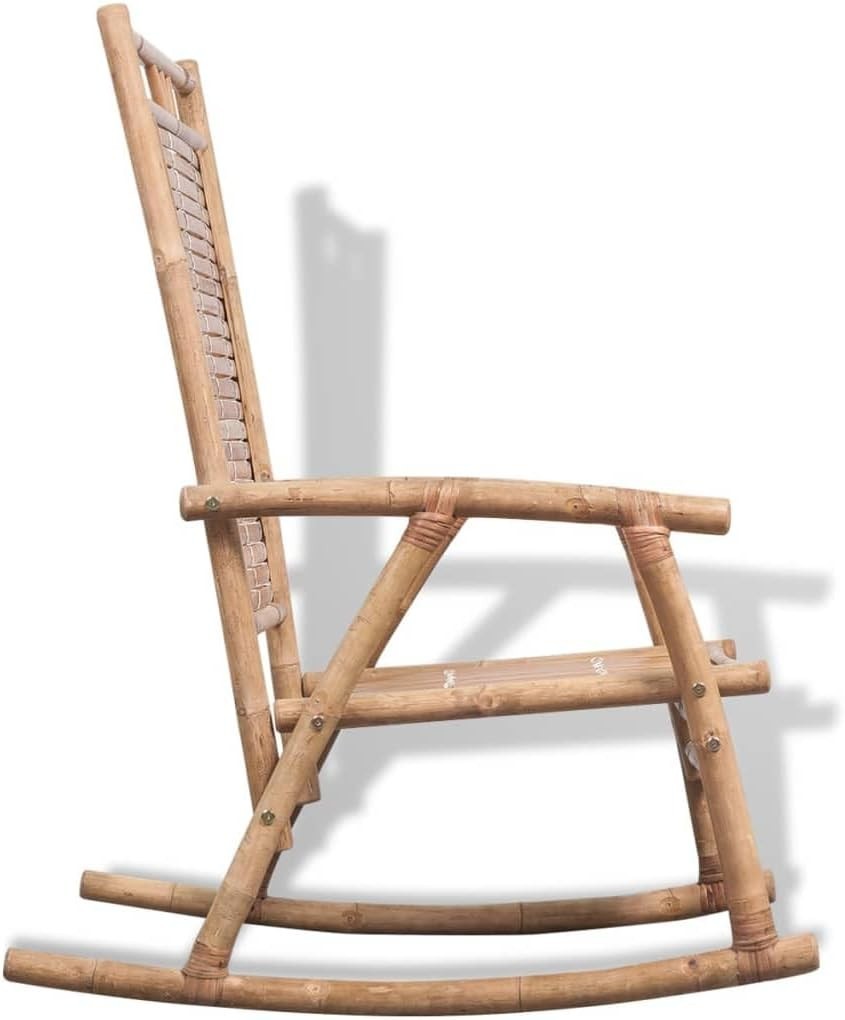 Weather-Resistant Bamboo Rocking Chair Easy Clean Natural Indoor Outdoor