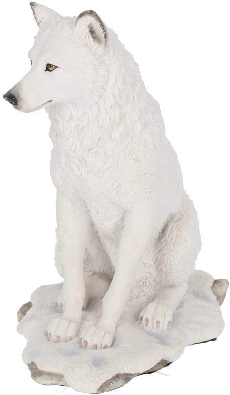 White Wolf Figurine 24cm Resin Ornament Nordic Animal Statue Hand Painted Decor