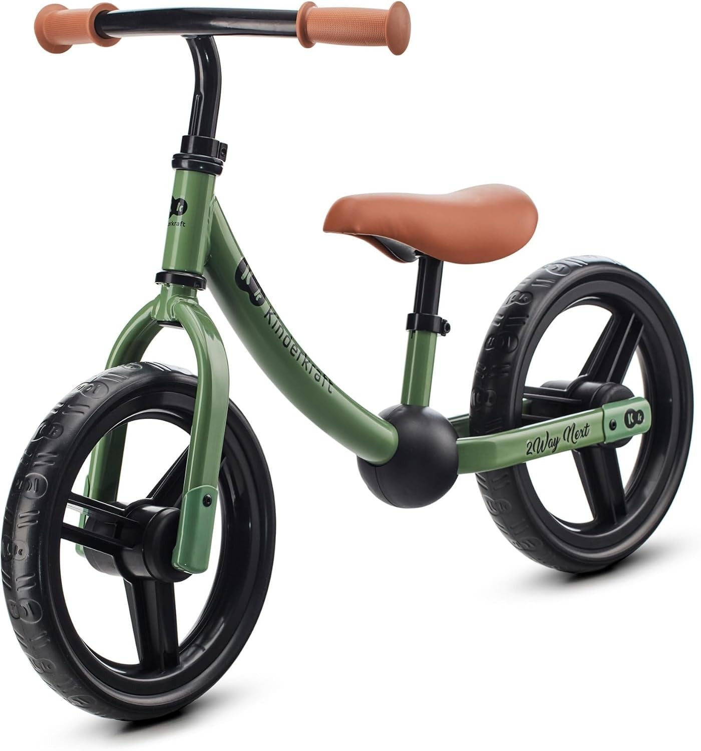 Kids Balance Bike 12in No Pedal Bicycle Adjustable Seat Bell Green