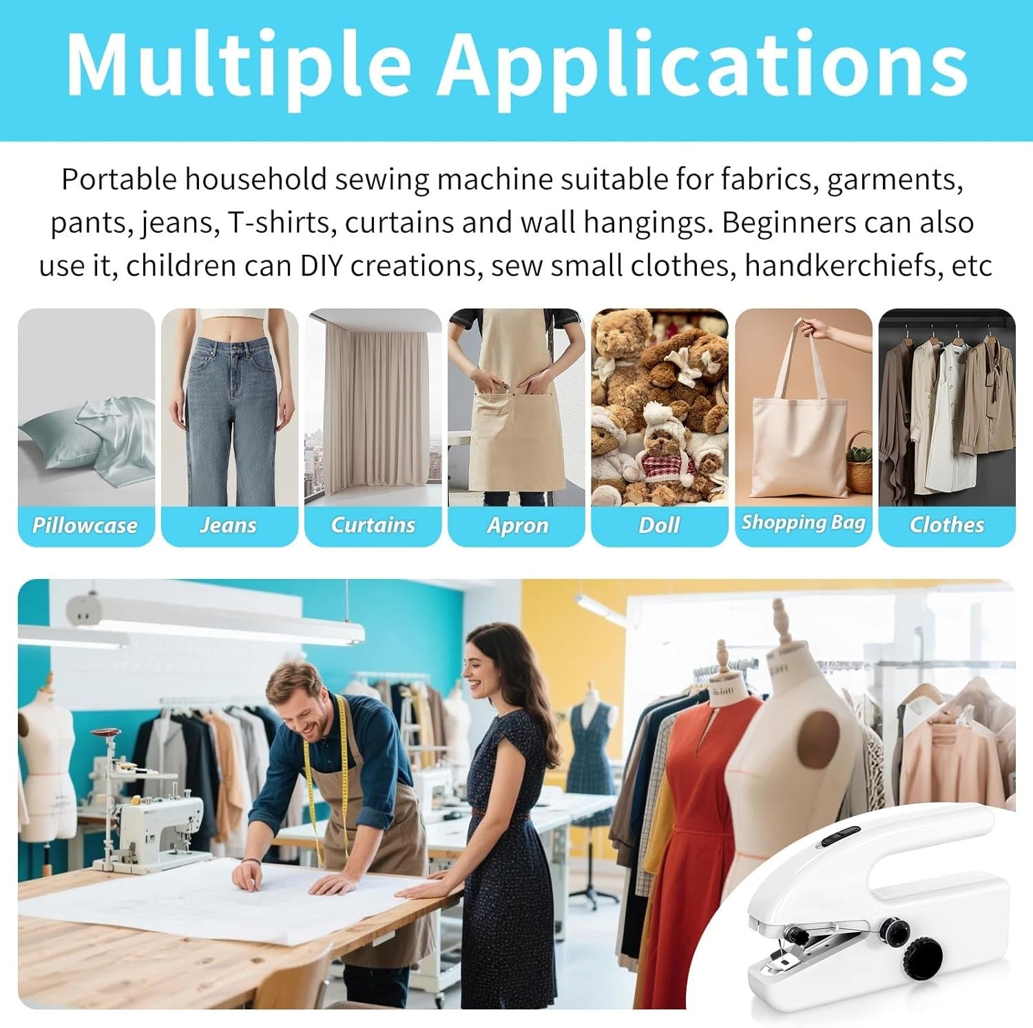 Handheld Sewing Machine Cordless Mini Portable Stitching Tool