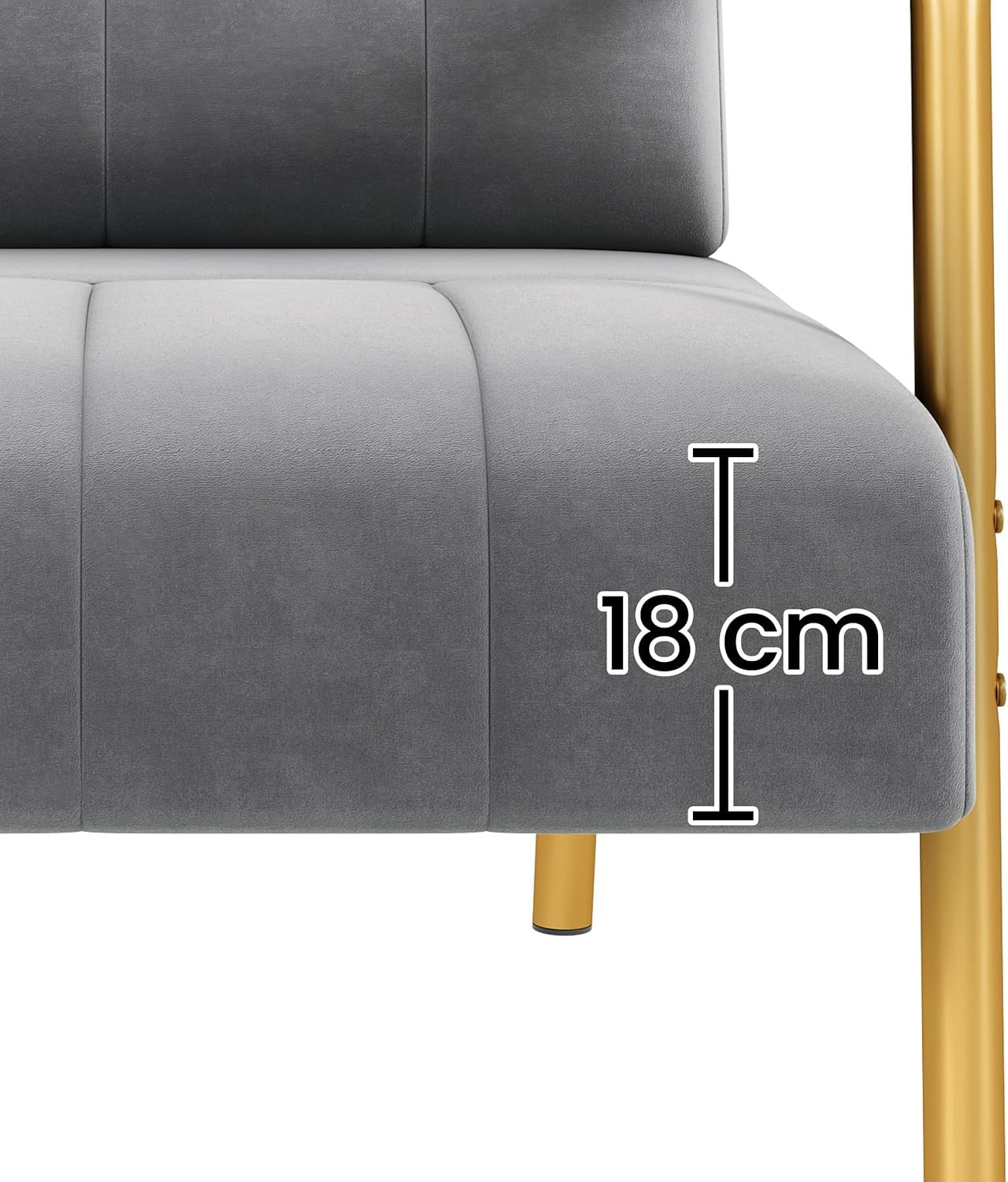 Velvet Accent Tub Chair Gold Legs Armchair w/ Cushion