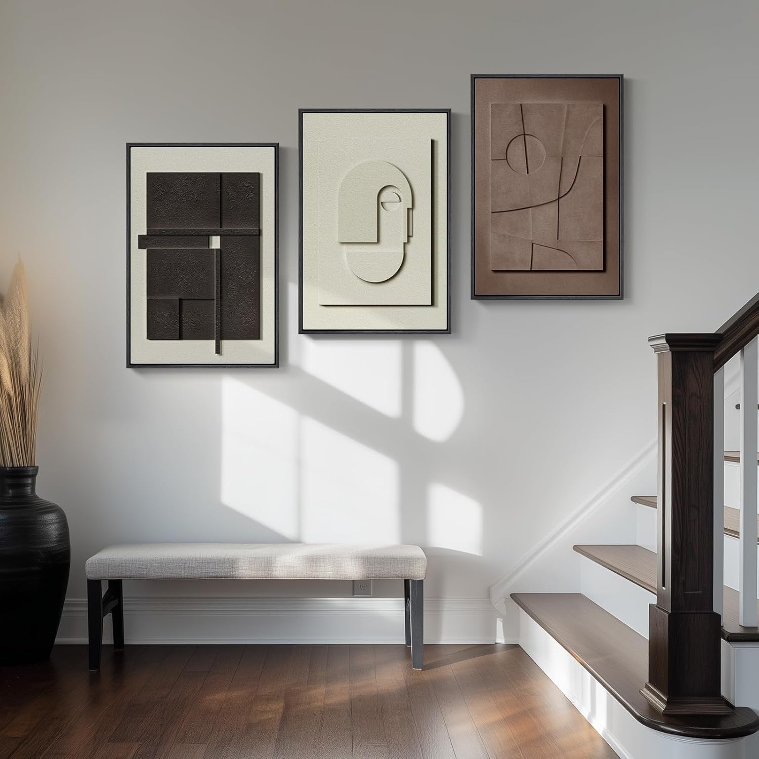 3D Textured Wall Art Set 3pc 16x24in Framed Abstract