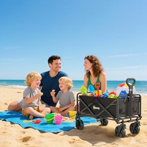 Folding Festival Trolley 90L Camping Garden Shopping Cart on Wheels