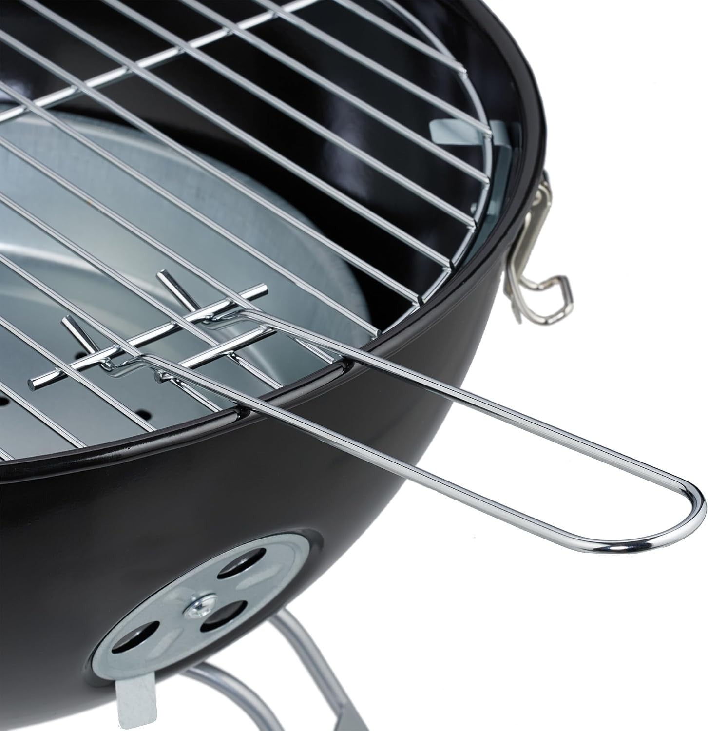 Portable Charcoal Kettle BBQ Grill 37cm with Lid & Tongs – Garden Camping Picnic