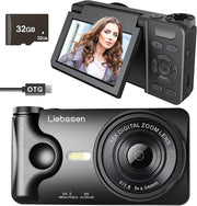 4K 64MP Digital Camera Flip Screen Autofocus Vlogging Camera 32GB Kit
