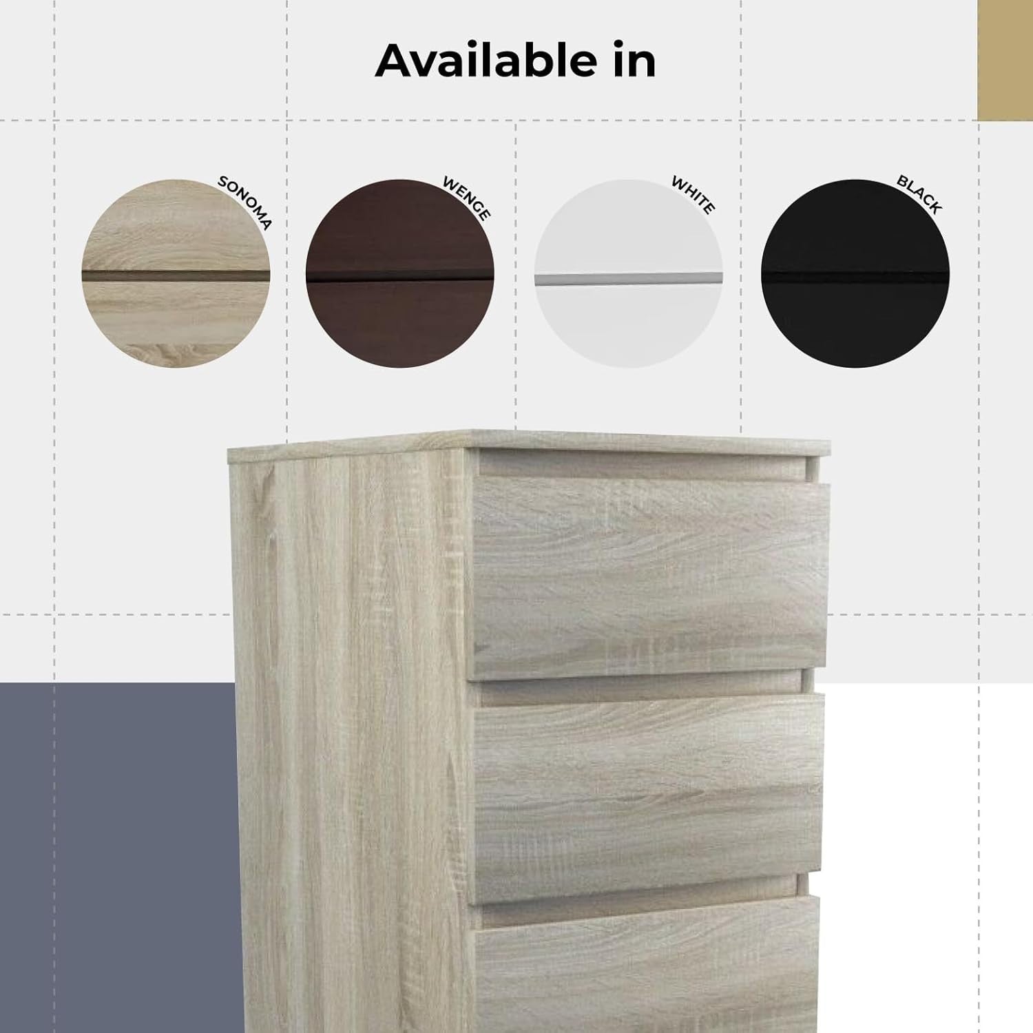 Sonoma 5 Drawer Tall Chest Storage Cabinet Modern Bedroom Organizer Unit