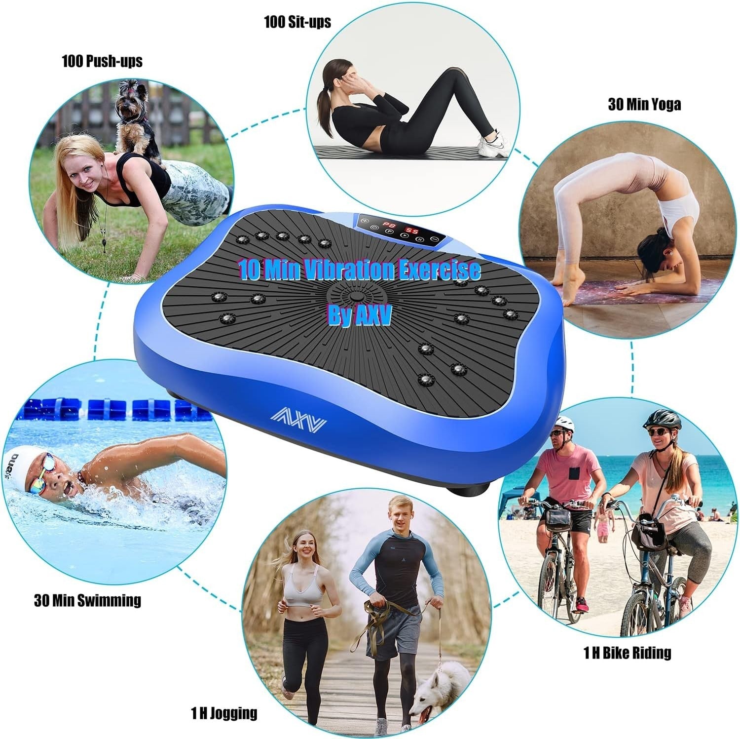 Blue Compact Vibration Plate Exercise Machine 99 Speeds Lymphatic Drainage