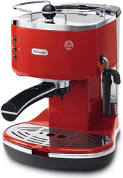 Retro Pump Espresso Coffee Maker | 1.4L Tank | Steam Wand | Compact 1100W Red