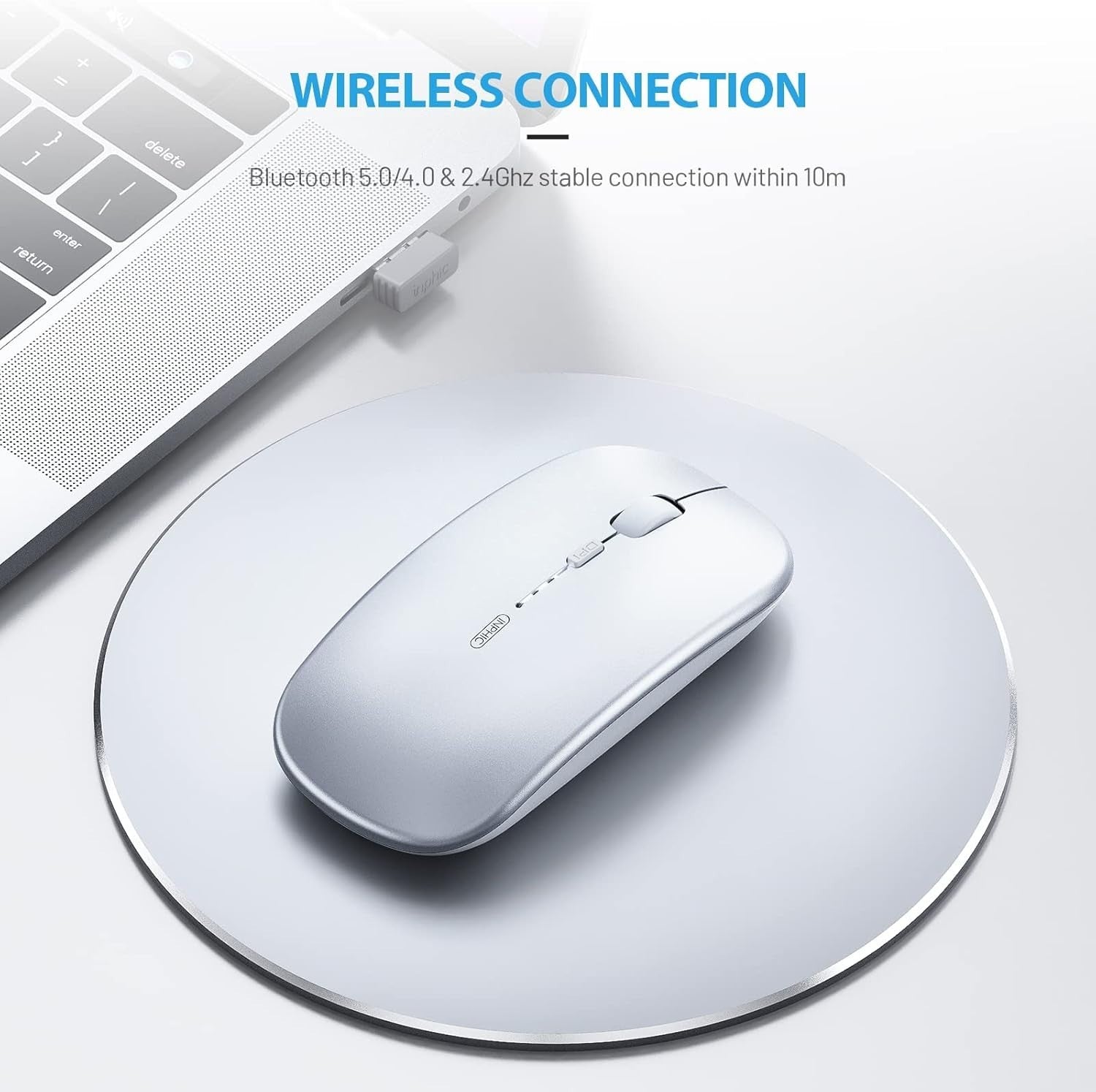 Tri-Mode Bluetooth Wireless Mouse Silent Rechargeable 1600 DPI Laptop PC
