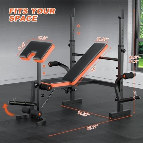 Heavy Duty Adjustable Weight Bench Press Rack 770lb Home Gym Trainer