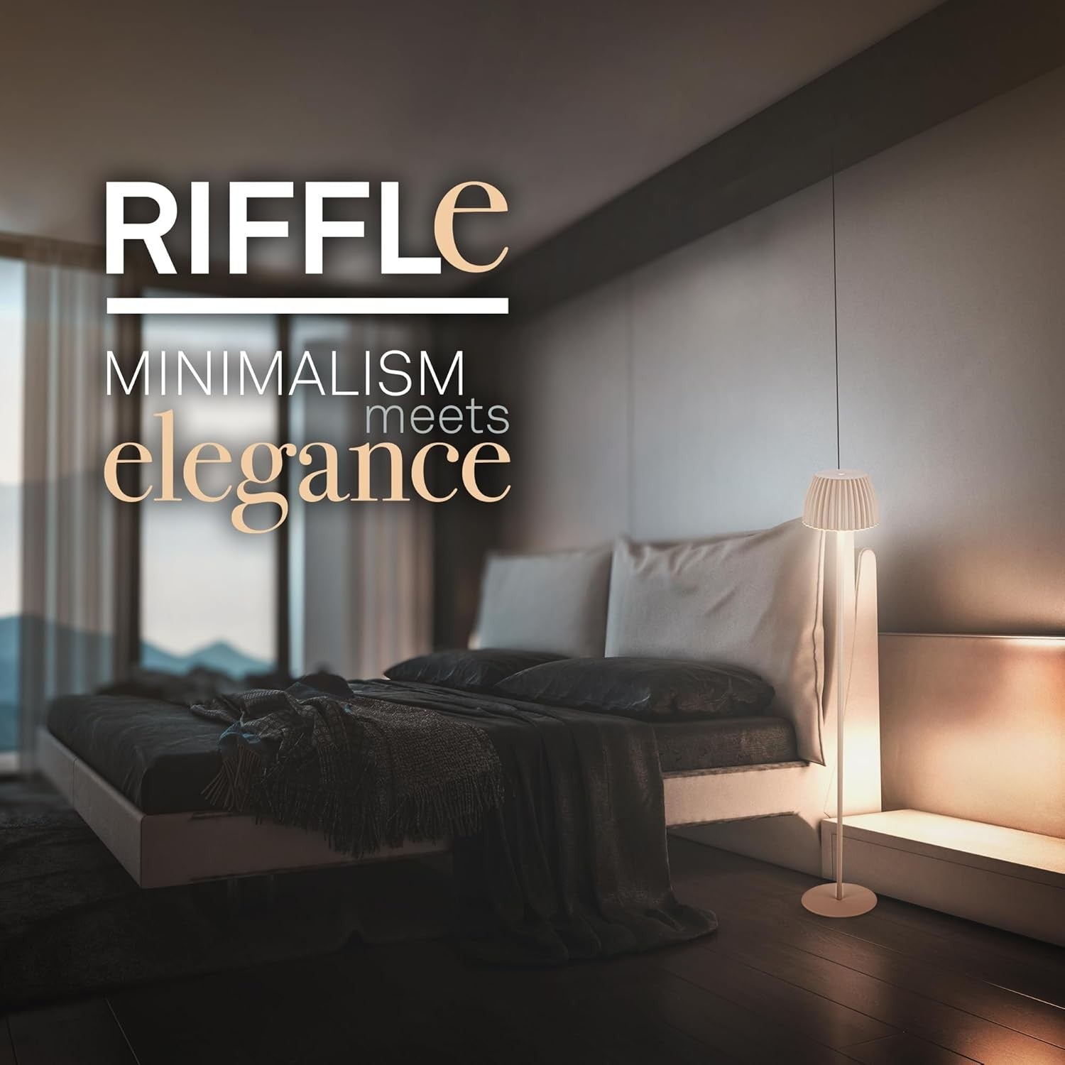 Rechargeable LED Floor Lamp Beige Touch Dimmable Wireless Battery Light