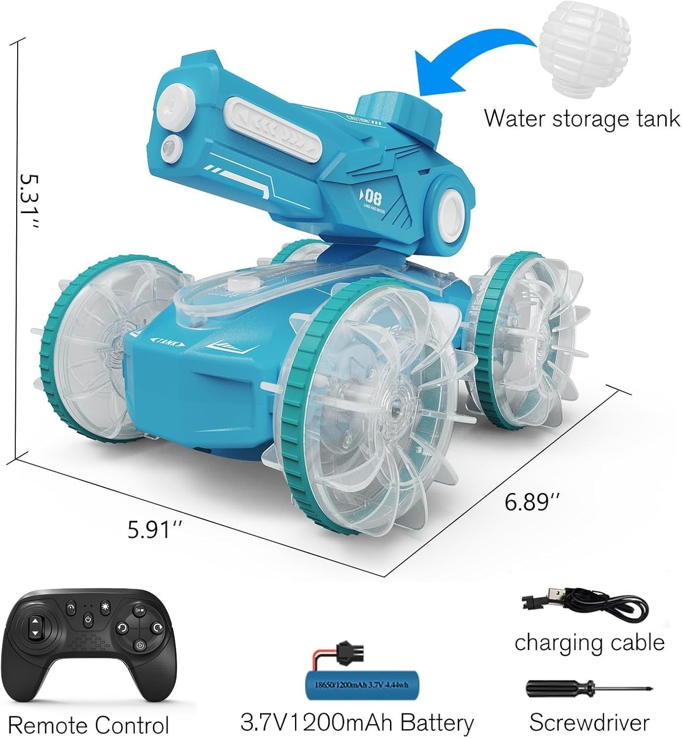Amphibious RC Car Boat 4WD – 360° Stunt Water Spray Toy with LED Lights