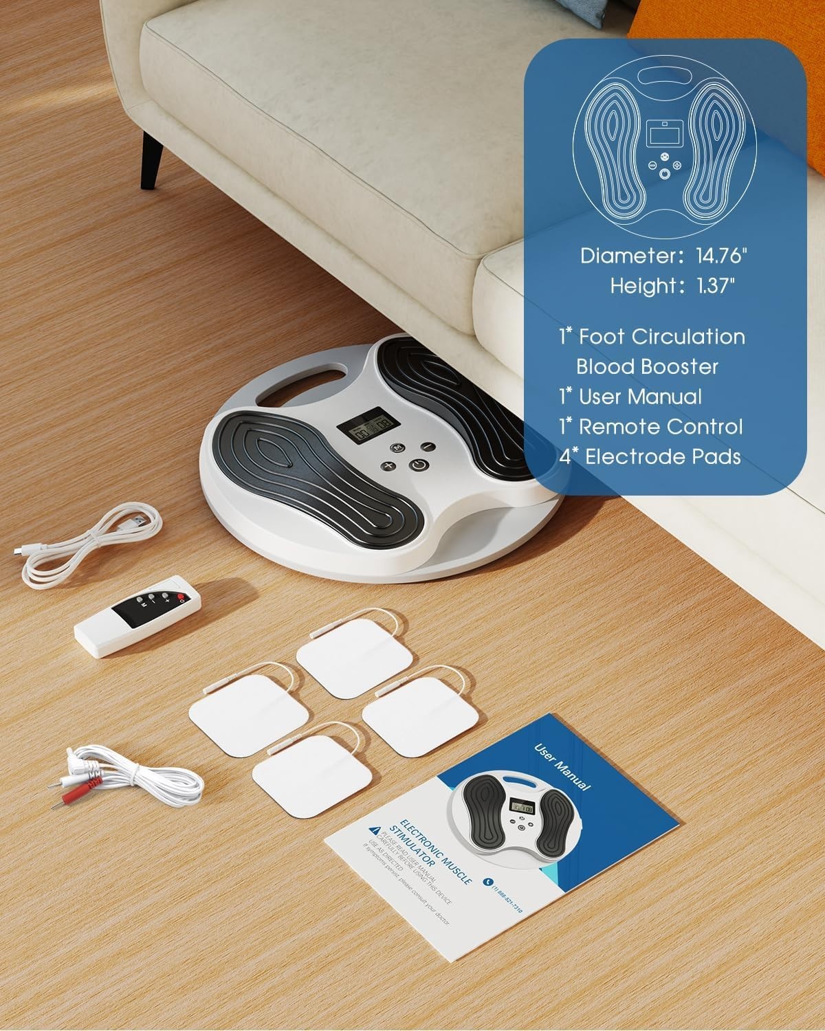 EMS Foot Massager Circulation Booster Pain Relief TENS Pads Machine