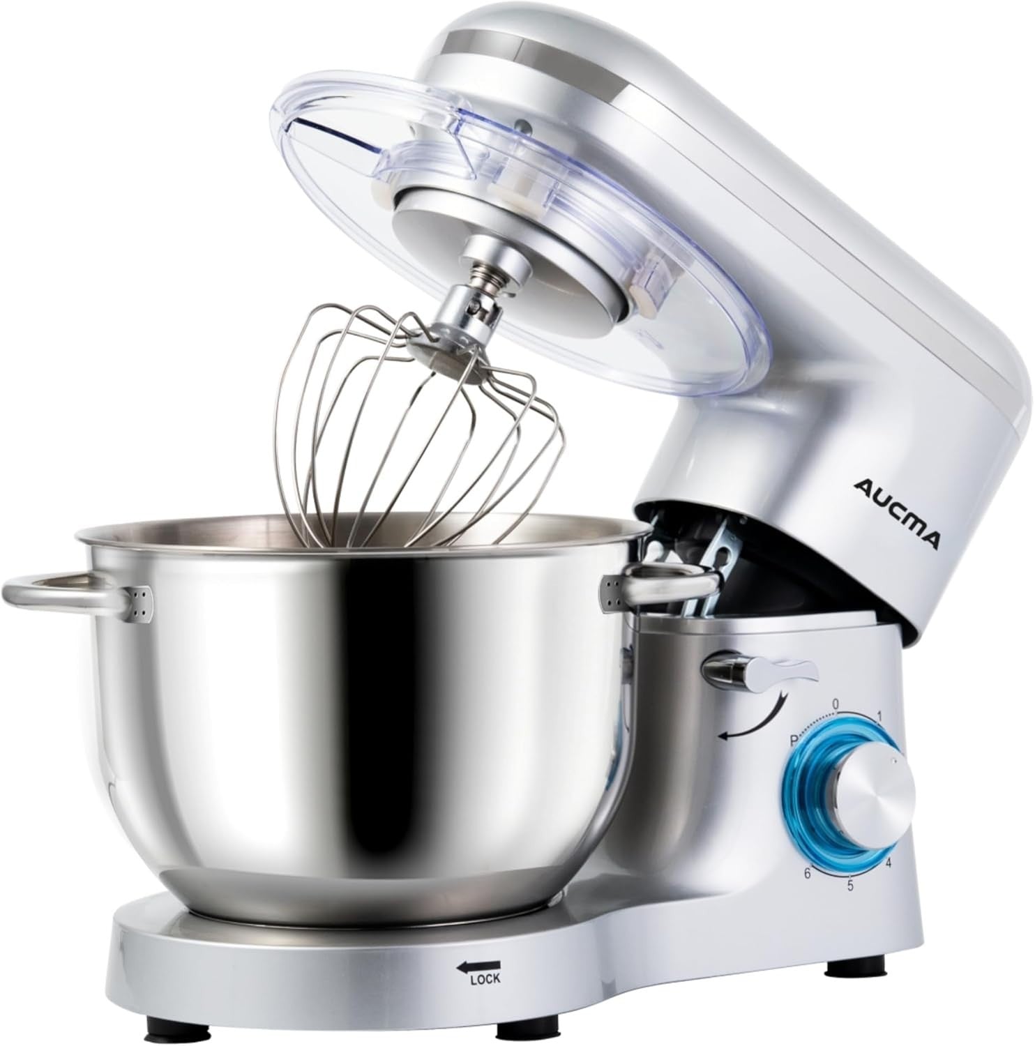 6.2L 1400W Tilt-Head Stand Mixer with Dough Hook Whip & Beater Stainless Steel
