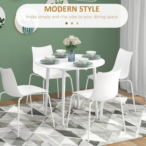 Round Folding Drop Leaf Dining Table for Small Kitchens and Spaces