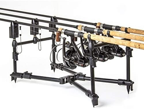 Ultra Compact Fishing Rod Pod Adjustable Carry Case Matt Black Setup